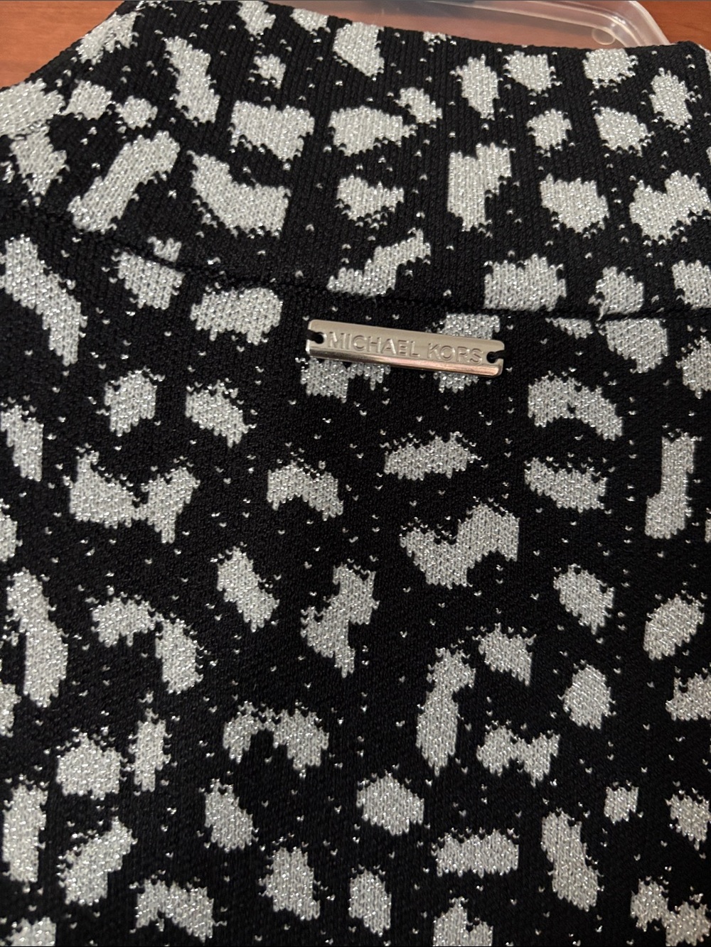 Michael Kors Black & Silver Animal-Print Long Bell Sleeve Dress - Picture 7 of 7